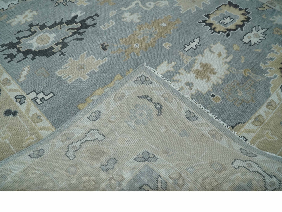 Custom Made Hand Knotted Gray and Beige Traditional Oushak Wool Area Rug - The Rug Decor