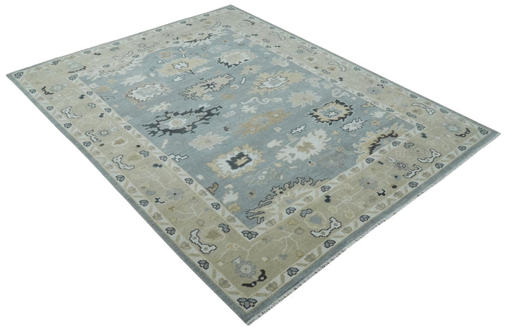 Custom Made Hand Knotted Gray and Beige Traditional Oushak Wool Area Rug - The Rug Decor