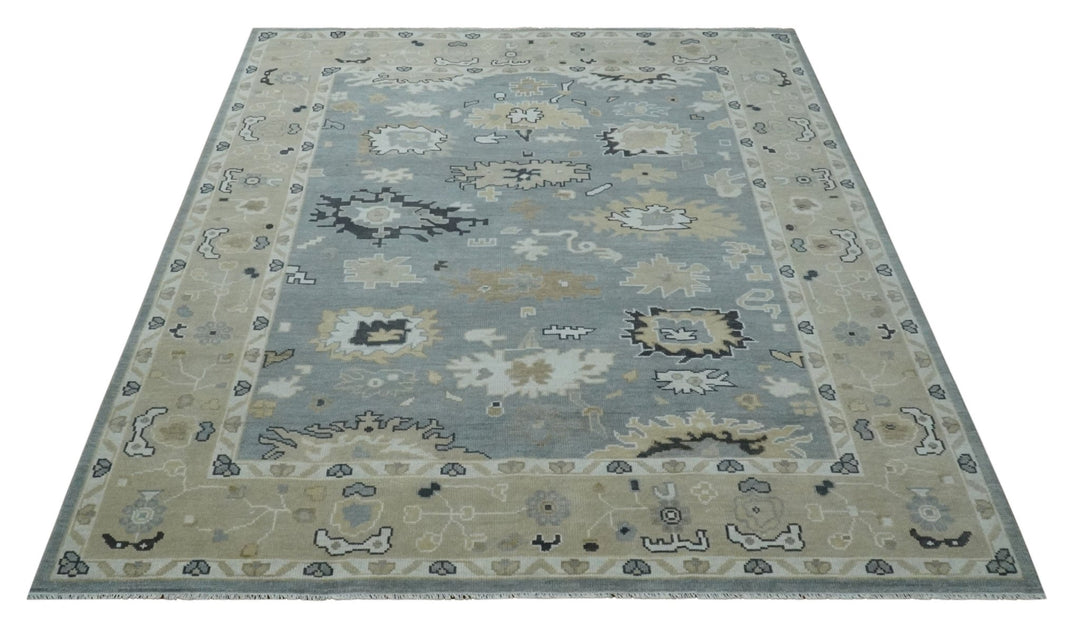 Custom Made Hand Knotted Gray and Beige Traditional Oushak Wool Area Rug - The Rug Decor
