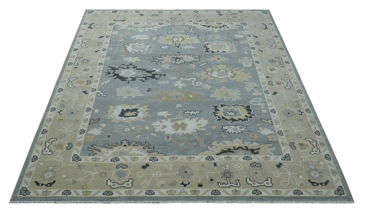 Custom Made Hand Knotted Gray and Beige Traditional Oushak Wool Area Rug - The Rug Decor