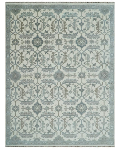 Custom Made Hand Knotted Ivory and Silver Oriental Oushak Multi Size Traditional Wool Area Rug, Living Room and Bedroom Rug - The Rug Decor