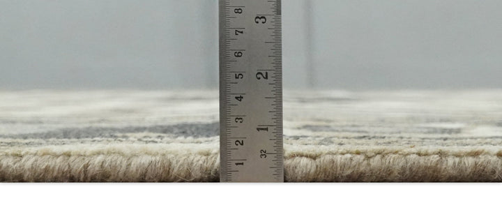 Custom Made Hand Knotted Ivory, Charcoal and Beige Traditional Wool Area Rug - The Rug Decor
