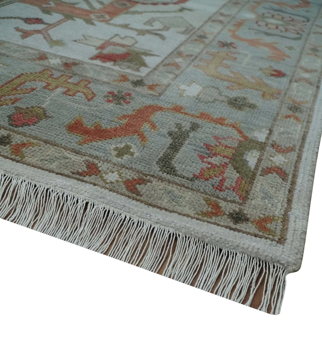 Custom Made Hand Knotted Ivory, Silver and Rust Traditional Wool Area Rug - The Rug Decor