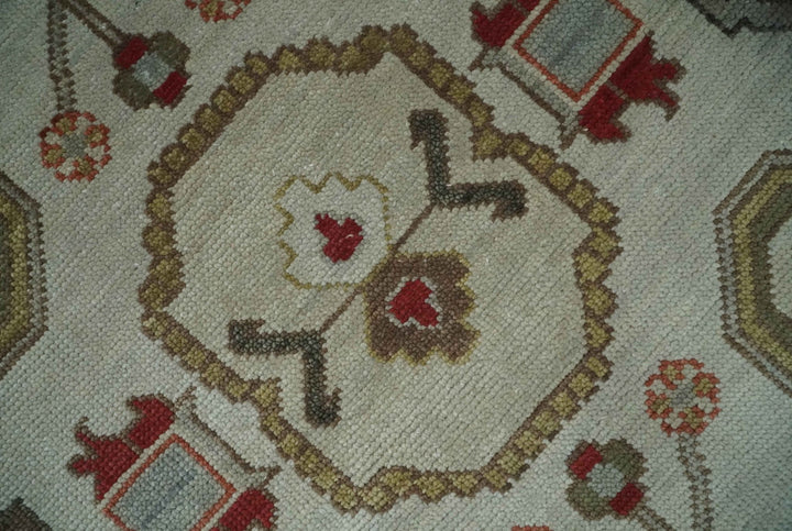 Custom Made Hand Knotted Ivory, Silver and Rust Traditional Wool Area Rug - The Rug Decor