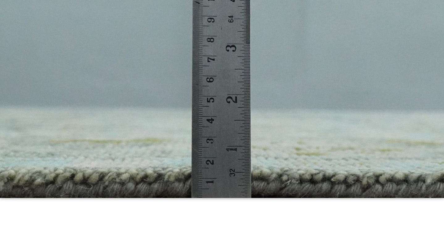 Custom Made Hand Knotted Moss Green Gray and Green Oriental Oushak Multi Size Traditional Wool Area Rug - The Rug Decor