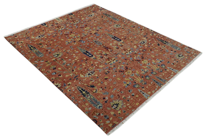 custom Made Hand Knotted Rust and Beige Traditional Turkish Knot Oushak Wool Rug - The Rug Decor