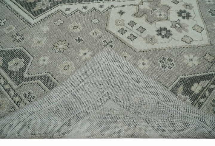 Custom Made Hand Knotted Silver, Charcoal and Ivory Traditional Medallion Wool Area Rug - The Rug Decor