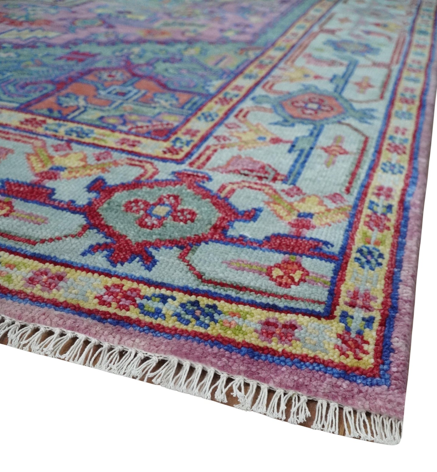 Custom Made Hand Knotted Silver, Purple and Green Traditional Wool Area Rug - The Rug Decor