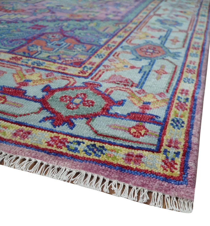 Custom Made Hand Knotted Silver, Purple and Green Traditional Wool Area Rug - The Rug Decor