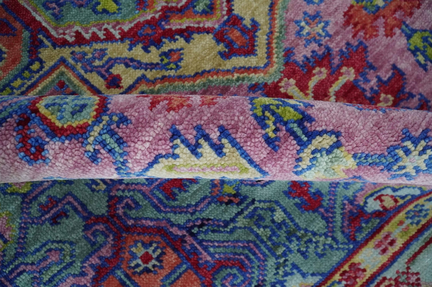 Custom Made Hand Knotted Silver, Purple and Green Traditional Wool Area Rug - The Rug Decor