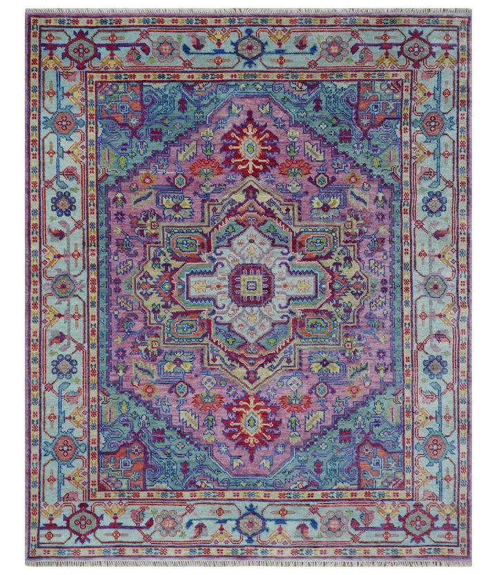 Custom Made Hand Knotted Silver, Purple and Green Traditional Wool Area Rug - The Rug Decor