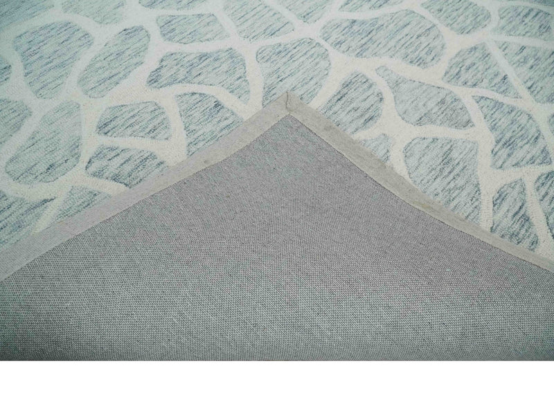 Custom Made Hand Tufted Ivory and Gray mosaic Pattern wool Area Rug - The Rug Decor