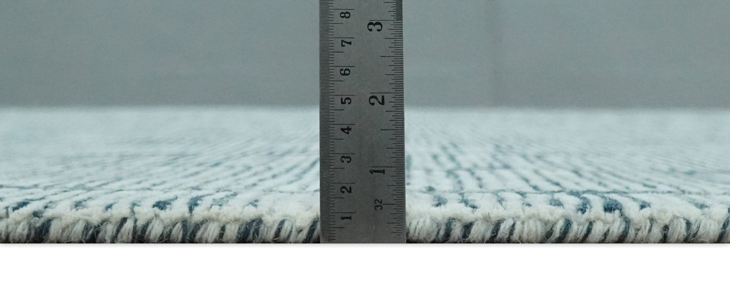 Custom Made Hand Tufted Multi Size Woolen Modern Ivory and Blue Area Rug - The Rug Decor