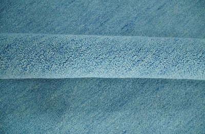 Custom Made Hand Tufted Solid Plane Light Blue Woolen wool Area Rug - The Rug Decor