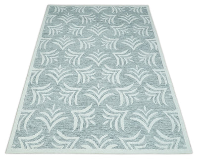 Custom Made Ivory and Gray modern Pattern hand Hooked Contemporary wool Rug - The Rug Decor