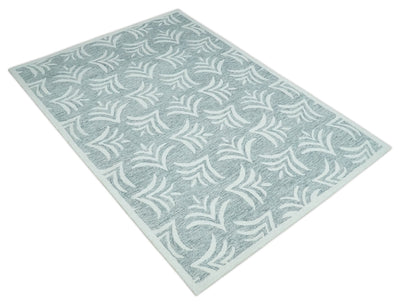 Custom Made Ivory and Gray modern Pattern hand Hooked Contemporary wool Rug - The Rug Decor