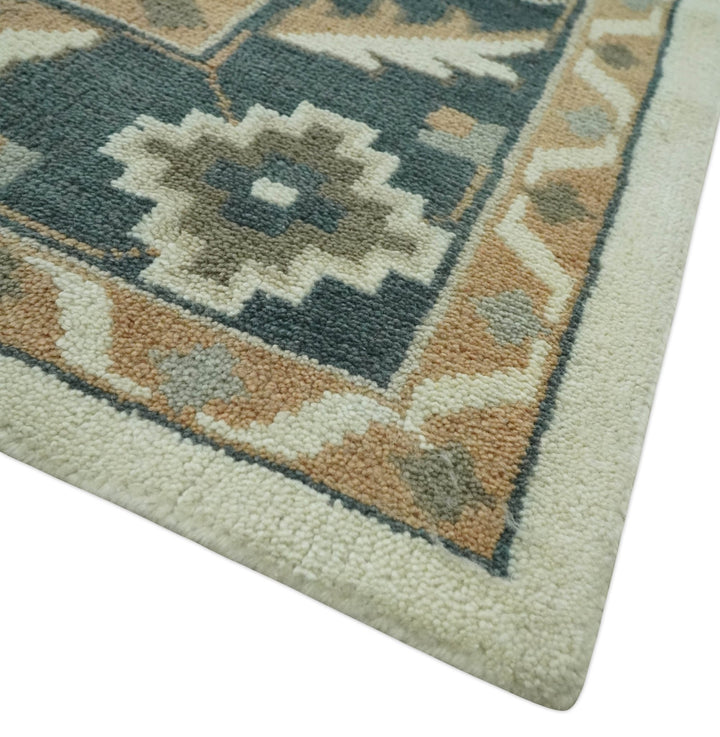 Custom Made Ivory, Gray, Camel and Charcoal Traditional Multi Size Wool Area Rug - The Rug Decor