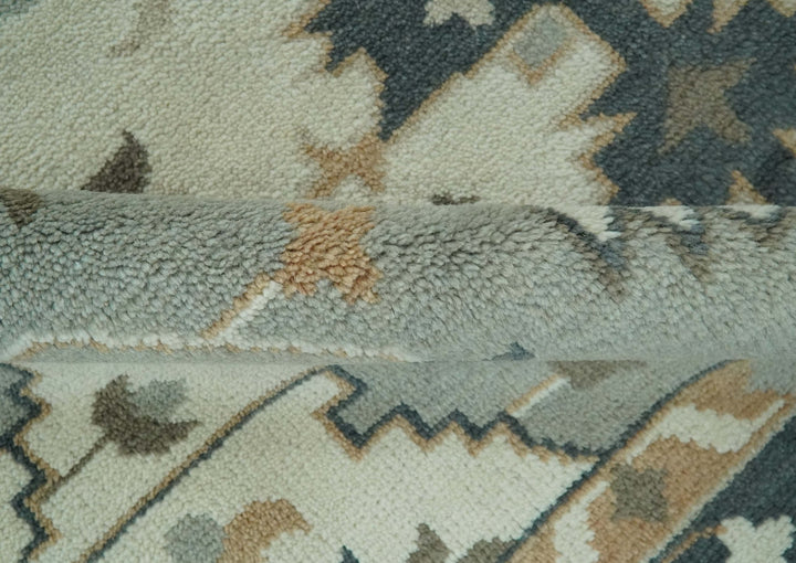 Custom Made Ivory, Gray, Camel and Charcoal Traditional Multi Size Wool Area Rug - The Rug Decor