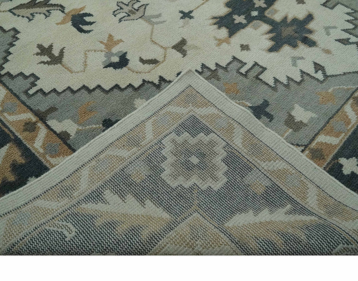 Custom Made Ivory, Gray, Camel and Charcoal Traditional Multi Size Wool Area Rug - The Rug Decor