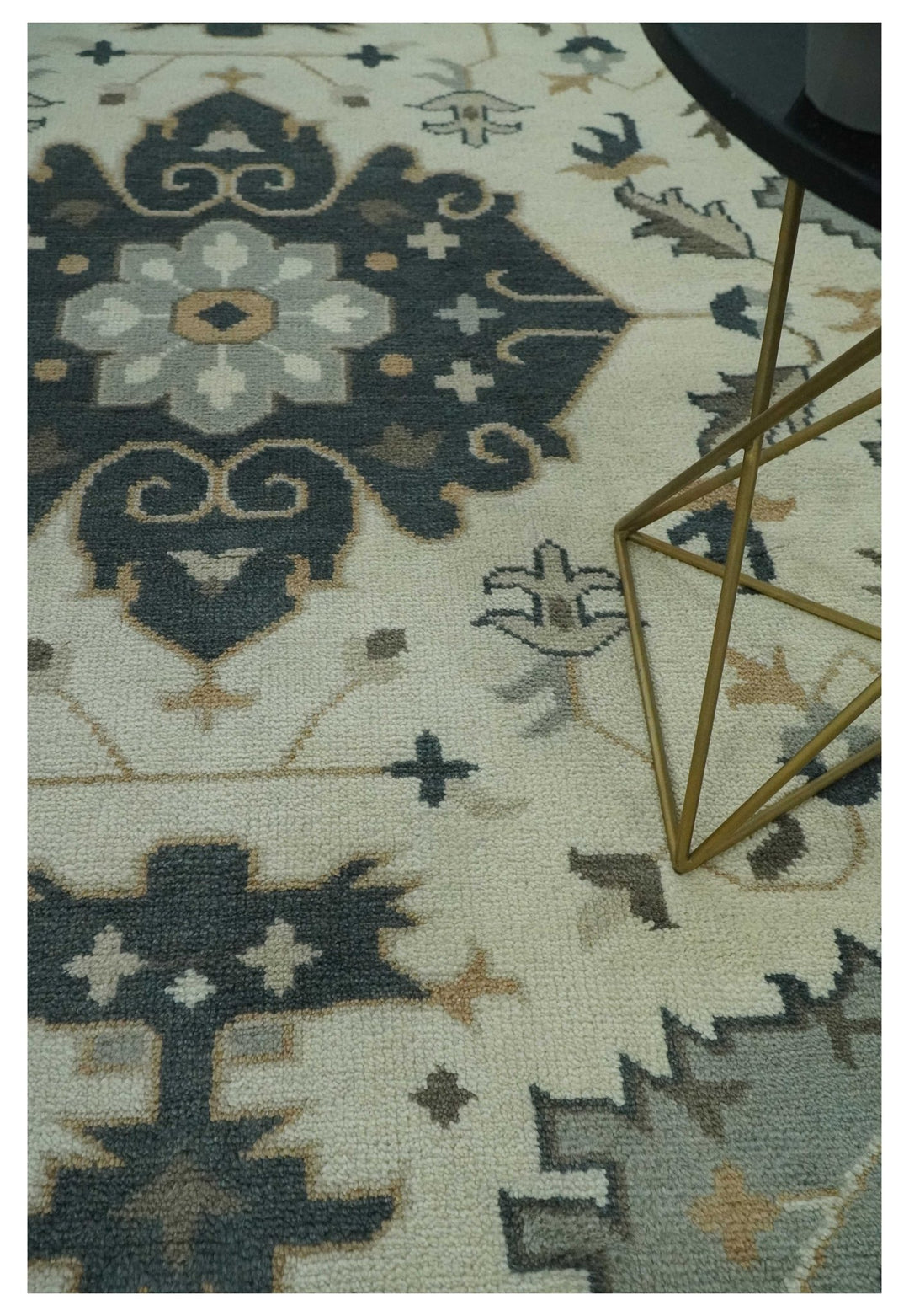 Custom Made Ivory, Gray, Camel and Charcoal Traditional Multi Size Wool Area Rug - The Rug Decor