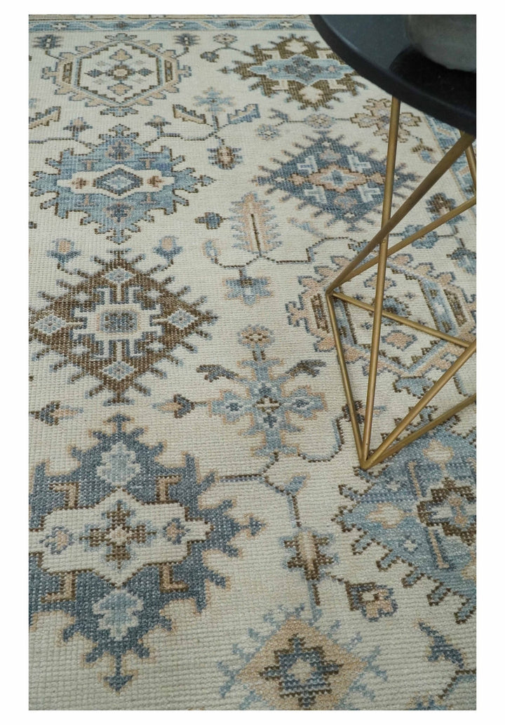 Custom Made Ivory, Peach and Gray Hand knotted Traditional Turkish Design Oushak wool Area Rug - The Rug Decor