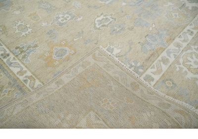 Custom Made Light Peach and Ivory Hand Knotted Traditional Oushak Wool Area Rug - The Rug Decor