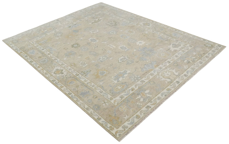 Custom Made Light Peach and Ivory Hand Knotted Traditional Oushak Wool Area Rug - The Rug Decor