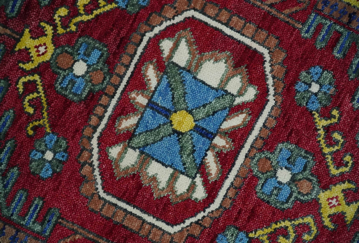 Custom Made Maroon, Blue and ivory Hand Knotted Traditional Wool Rug - The Rug Decor