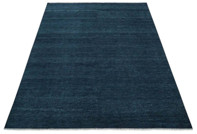 Custom Made Midnight blue Solid Hand knotted Modern wool Area Rug - The Rug Decor