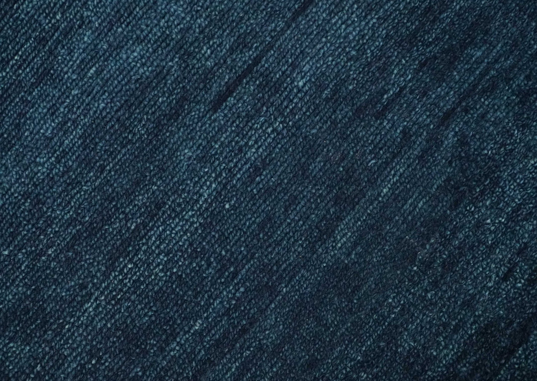 Custom Made Midnight blue Solid Hand knotted Modern wool Area Rug - The Rug Decor