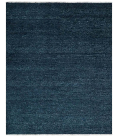 Custom Made Midnight blue Solid Hand knotted Modern wool Area Rug - The Rug Decor