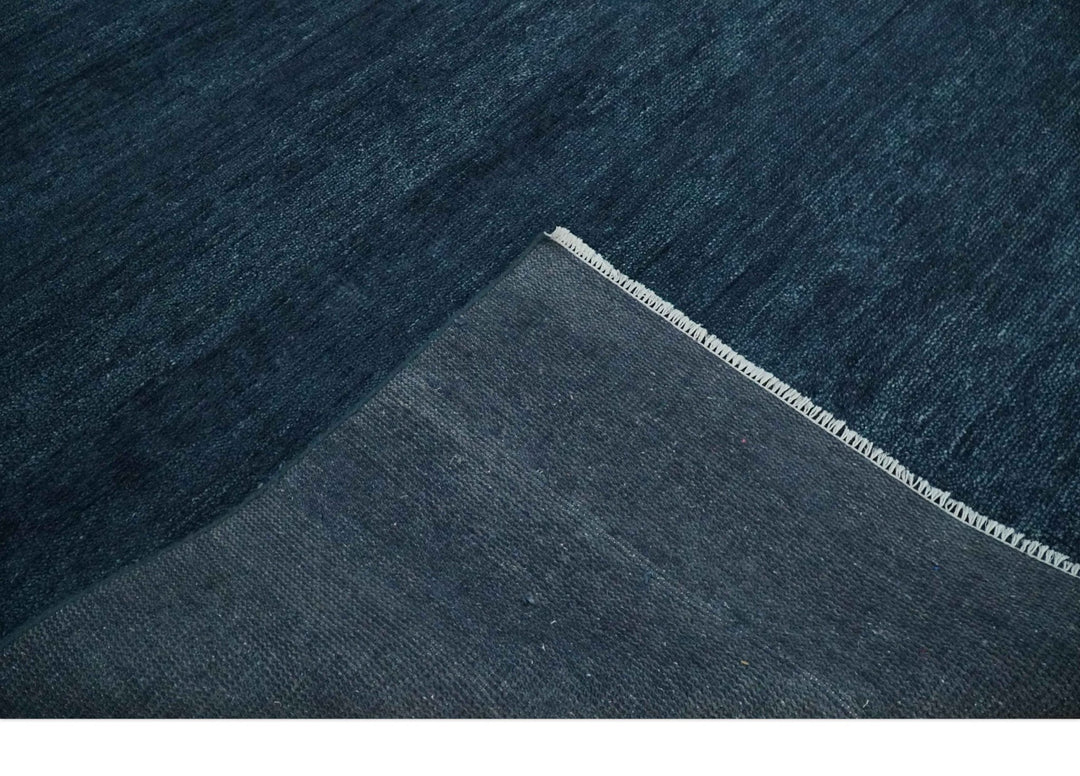 Custom Made Midnight blue Solid Hand knotted Modern wool Area Rug - The Rug Decor
