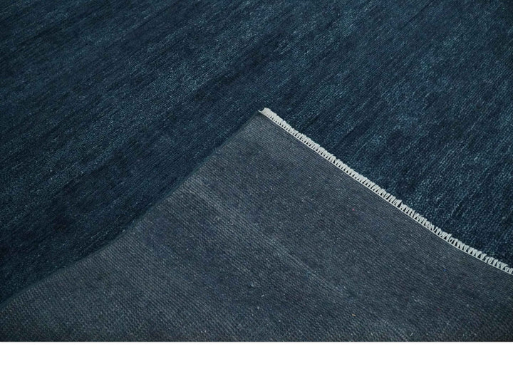 Custom Made Midnight blue Solid Hand knotted Modern wool Area Rug - The Rug Decor