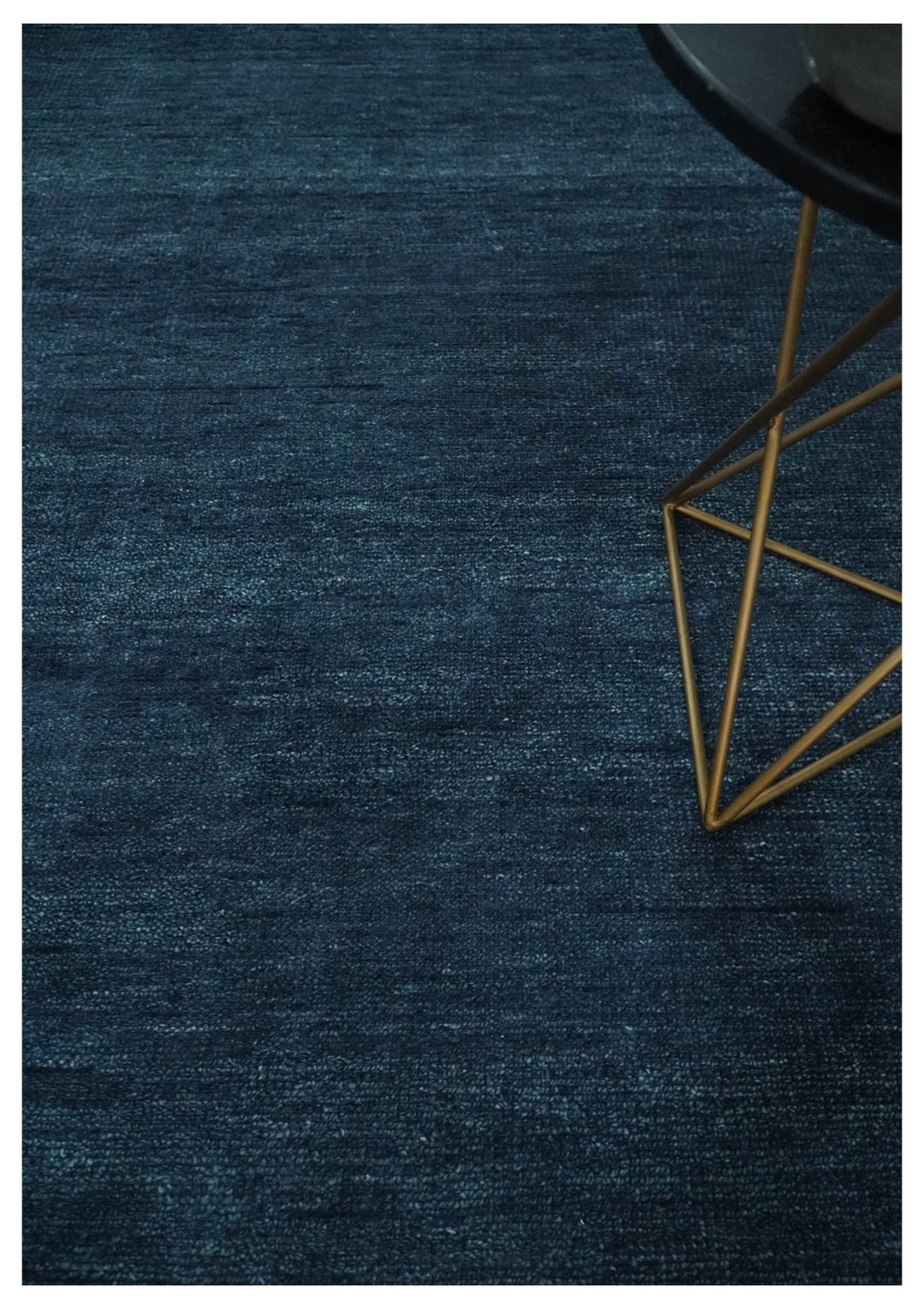 Custom Made Midnight blue Solid Hand knotted Modern wool Area Rug - The Rug Decor