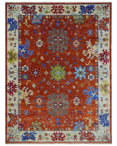 Custom Made Red and Ivory colorful Hand knotted Traditional Oushak Multi Size Wool Area Rug, Kids, Living Room and Bedroom Rug - The Rug Decor