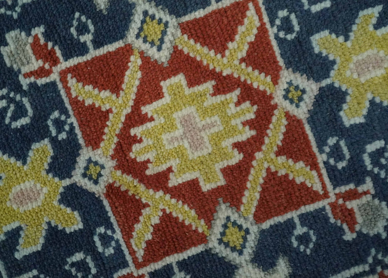 Custom Made Red, Blue, Gray and Mustard Traditional Hand knotted wool Area Rug - The Rug Decor