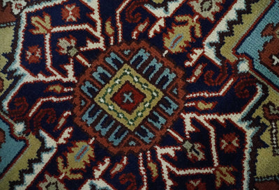 Custom Made Rust, Mustard, Ivory and Blue Hand Knotted Traditional Wool Area Rug - The Rug Decor