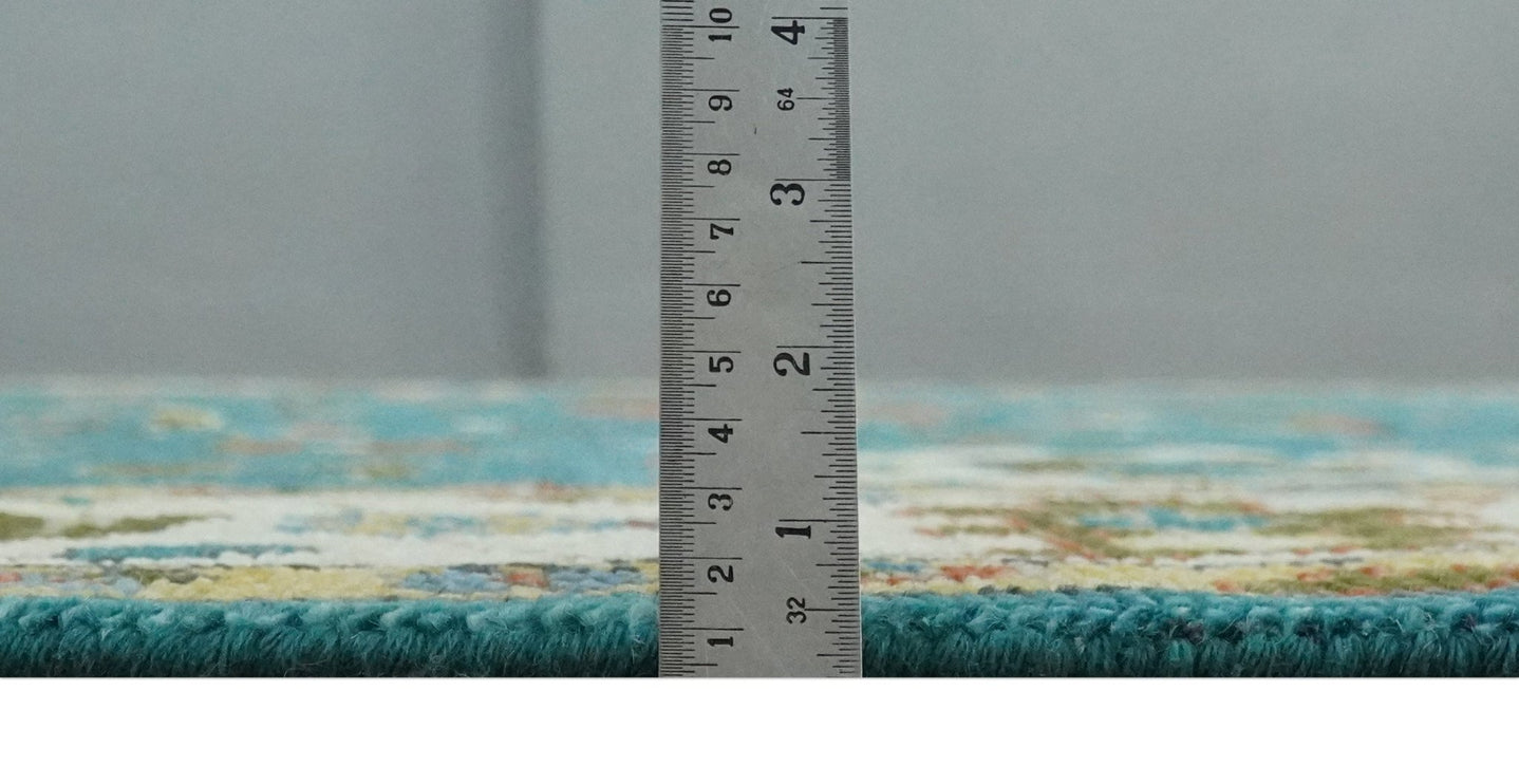 Custom Made Teal and Ivory Hand knotted Traditional Oushak wool Area Rug - The Rug Decor