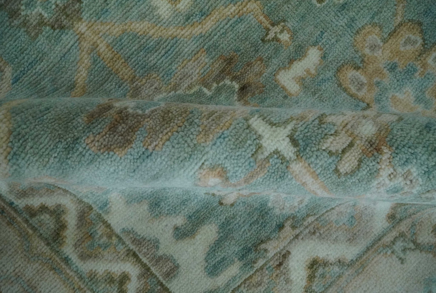 Custom Made Traditional Aqua and Silver Antique Style Multi size Hand knotted Wool Area Rug - The Rug Decor