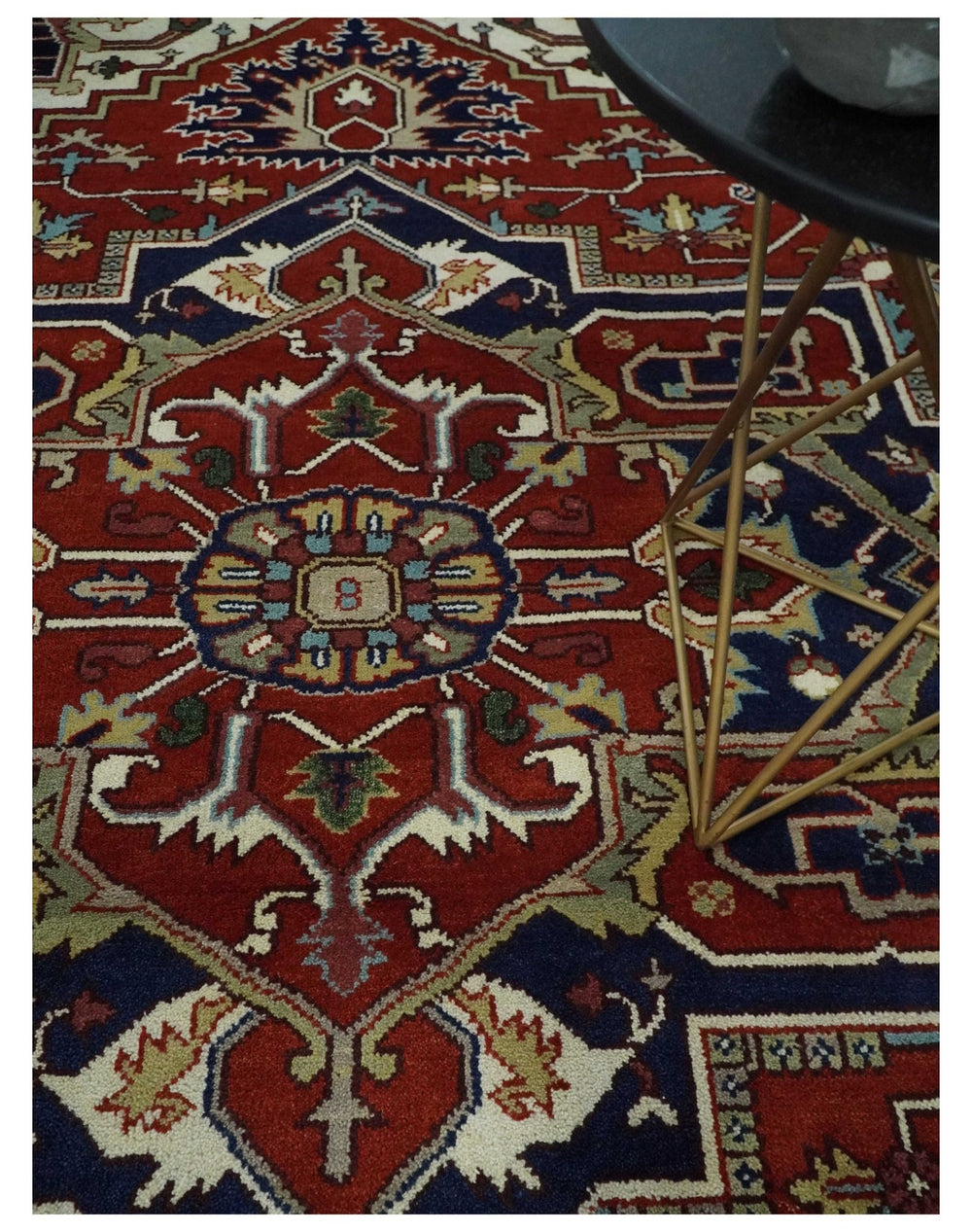 Custom Made Traditional Brown, Ivory and Blue Hand knotted Multi Size wool Area Rug - The Rug Decor