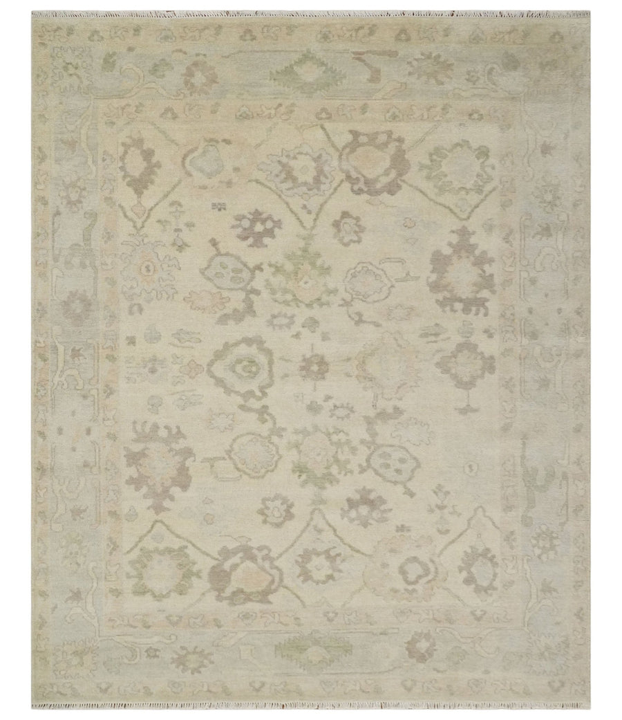 Custom Made Traditional Camel and Silver Antique Style Oushak Hand knotted Wool Area Rug - The Rug Decor