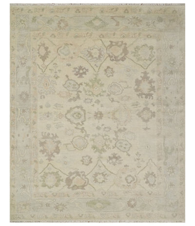 Custom Made Traditional Camel and Silver Antique Style Oushak Hand knotted Wool Area Rug - The Rug Decor