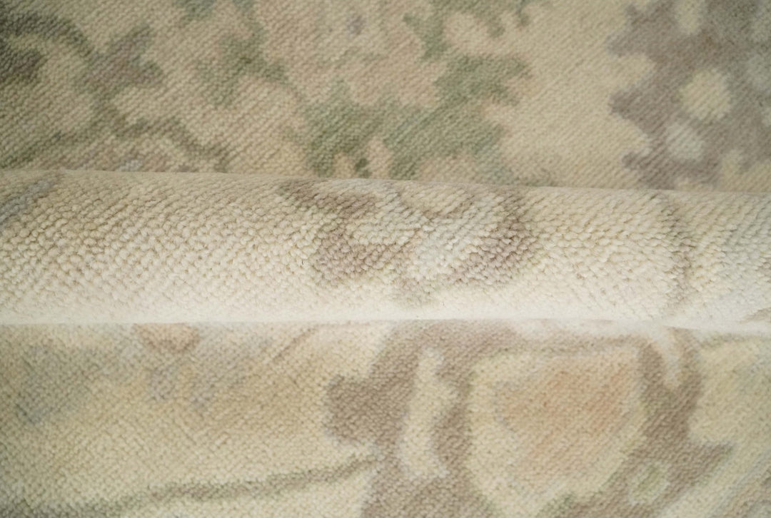 Custom Made Traditional Camel and Silver Antique Style Oushak Hand knotted Wool Area Rug - The Rug Decor