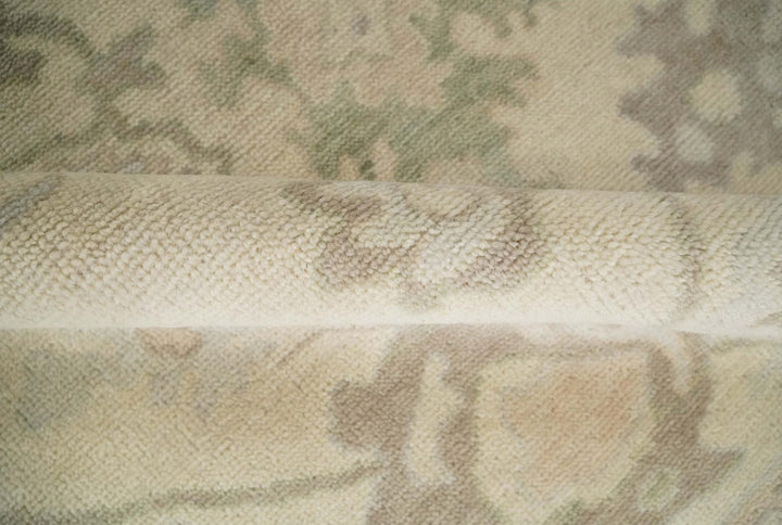 Custom Made Traditional Camel and Silver Antique Style Oushak Hand knotted Wool Area Rug - The Rug Decor