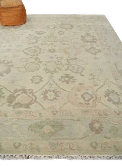 Custom Made Traditional Camel and Silver Antique Style Oushak Hand knotted Wool Area Rug - The Rug Decor