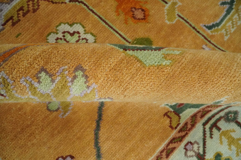 Custom Made Traditional Floral Dark Peach and Ivory Hand knotted Multi Size wool Area Rug - The Rug Decor