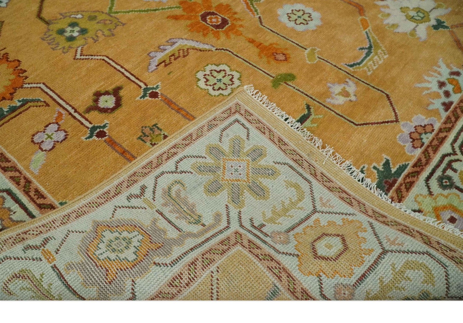 Traditional Floral Dark Peach and Ivory Hand knotted wool Rug – The Rug ...