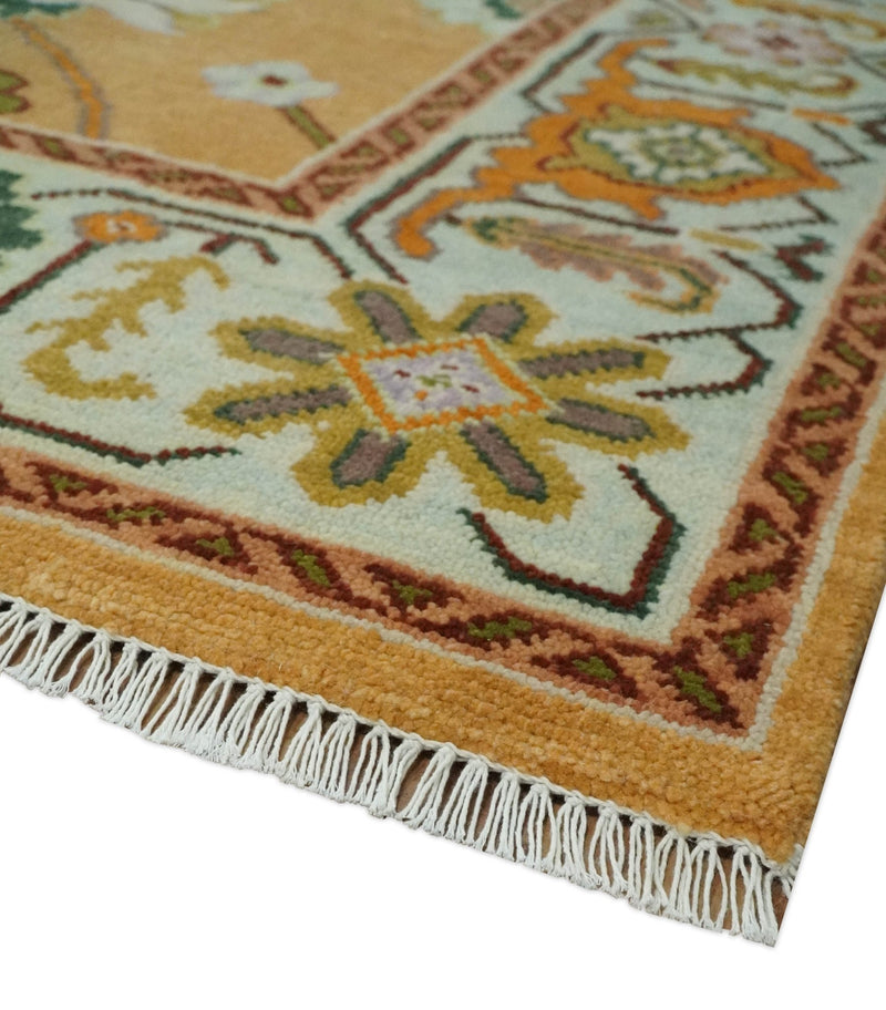 Custom Made Traditional Floral Dark Peach and Ivory Hand knotted Multi Size wool Area Rug - The Rug Decor