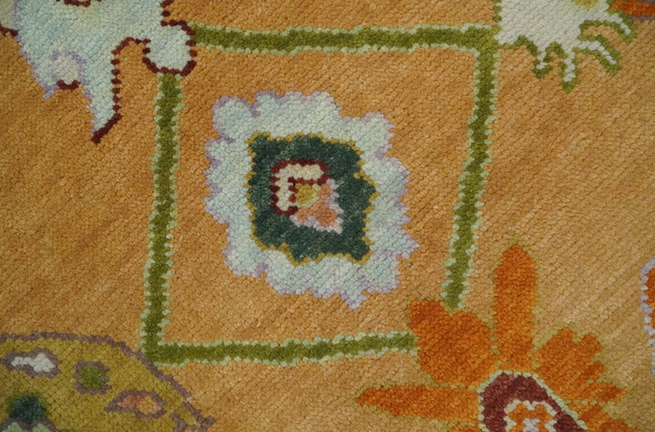Custom Made Traditional Floral Dark Peach and Ivory Hand knotted Multi Size wool Area Rug - The Rug Decor