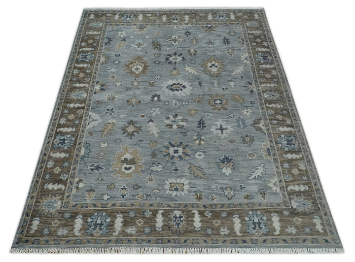 Custom Made Traditional Gray and Brown Multi Size Antique Style Hand knotted Wool Area Rug - The Rug Decor